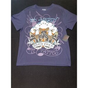 Ed Hardy Purple Born Free Eagle Tattoo Mens Size Large NWT